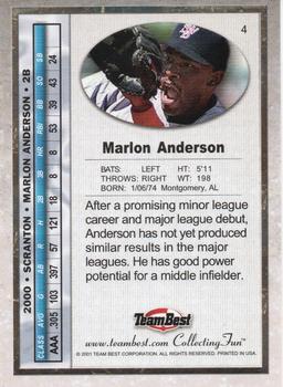 2001 Team Best #4 Marlon Anderson Back