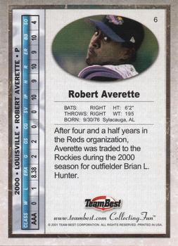 2001 Team Best #6 Robert Averette Back