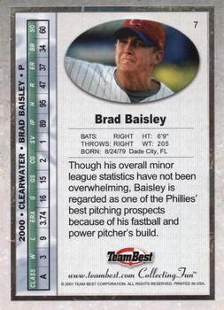 2001 Team Best #7 Brad Baisley Back