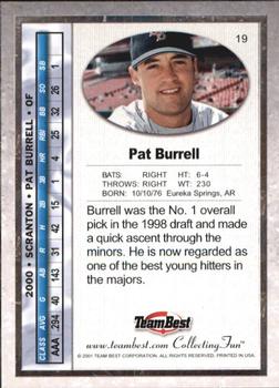 2001 Team Best #19 Pat Burrell Back