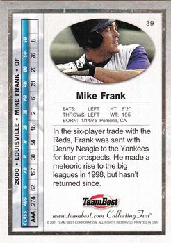 2001 Team Best #39 Mike Frank Back