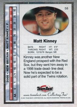 2001 Team Best #58 Matt Kinney Back