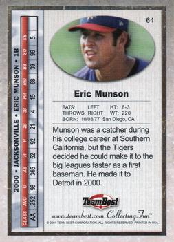 2001 Team Best #64 Eric Munson Back