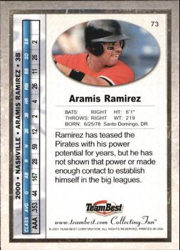2001 Team Best #73 Aramis Ramirez Back