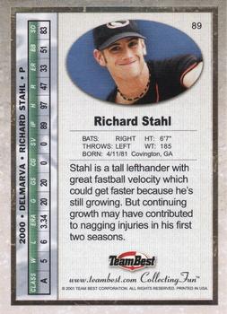 2001 Team Best #89 Richard Stahl Back