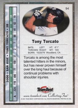 2001 Team Best #94 Tony Torcato Back