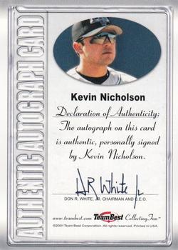 2001 Team Best - Autographs #NNO Kevin Nicholson Back
