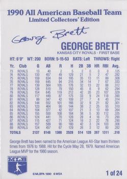 1990 MSA All-American Baseball Team #1 George Brett Back