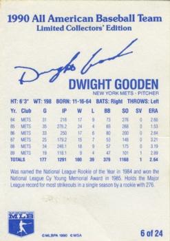 1990 MSA All-American Baseball Team #6 Dwight Gooden Back