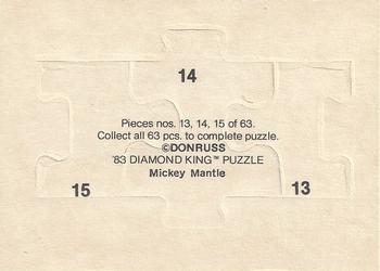 1983 Donruss Hall of Fame Heroes - Mickey Mantle Puzzle #13-15 Mickey Mantle Back