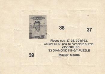 1983 Donruss Hall of Fame Heroes - Mickey Mantle Puzzle #37-39 Mickey Mantle Back