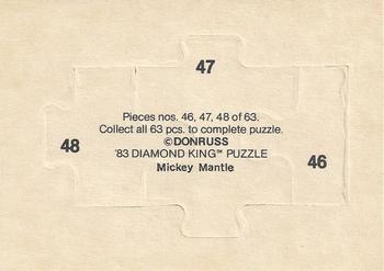 1983 Donruss Hall of Fame Heroes - Mickey Mantle Puzzle #46-48 Mickey Mantle Back