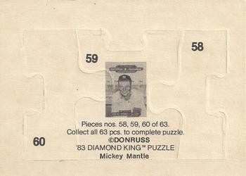 1983 Donruss Hall of Fame Heroes - Mickey Mantle Puzzle #58-60 Mickey Mantle Back