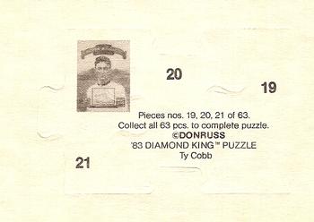 1983 Donruss - Ty Cobb Puzzle #19-21 Ty Cobb Back