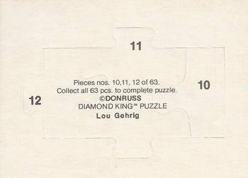 1985 Donruss - Lou Gehrig Puzzle #10-12 Lou Gehrig Back