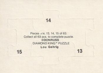 1985 Donruss - Lou Gehrig Puzzle #13-15 Lou Gehrig Back