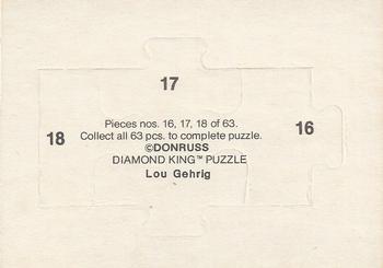 1985 Donruss - Lou Gehrig Puzzle #16-18 Lou Gehrig Back