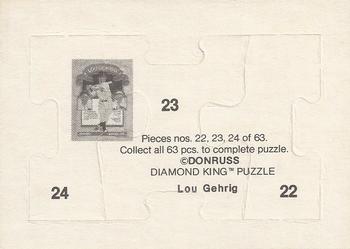 1985 Donruss - Lou Gehrig Puzzle #22-24 Lou Gehrig Back