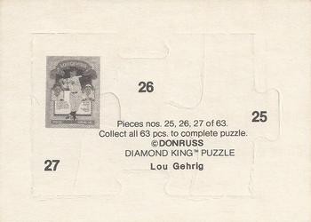 1985 Donruss - Lou Gehrig Puzzle #25-27 Lou Gehrig Back