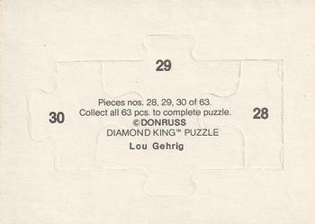 1985 Donruss - Lou Gehrig Puzzle #28-30 Lou Gehrig Back