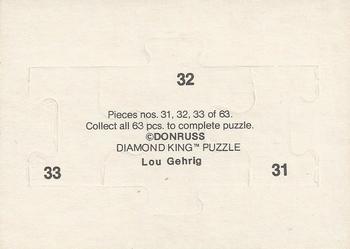 1985 Donruss - Lou Gehrig Puzzle #31-33 Lou Gehrig Back