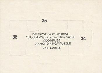 1985 Donruss - Lou Gehrig Puzzle #34-36 Lou Gehrig Back