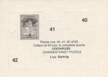 1985 Donruss - Lou Gehrig Puzzle #40-42 Lou Gehrig Back