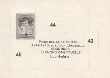 1985 Donruss - Lou Gehrig Puzzle #43-45 Lou Gehrig Back