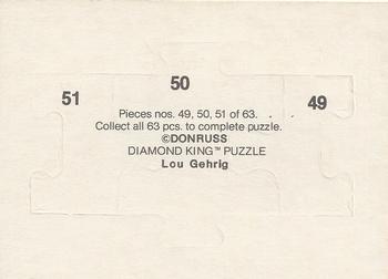1985 Donruss - Lou Gehrig Puzzle #49-51 Lou Gehrig Back