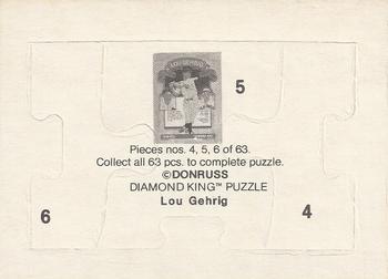 1985 Donruss - Lou Gehrig Puzzle #4-6 Lou Gehrig Back