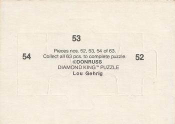 1985 Donruss - Lou Gehrig Puzzle #52-54 Lou Gehrig Back