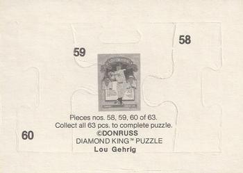 1985 Donruss - Lou Gehrig Puzzle #58-60 Lou Gehrig Back