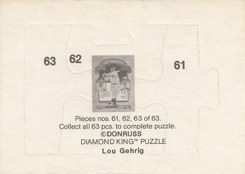 1985 Donruss - Lou Gehrig Puzzle #61-63 Lou Gehrig Back