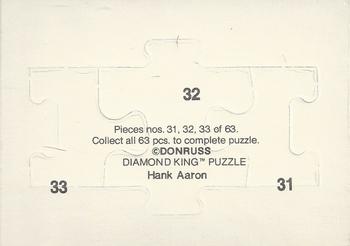1986 Donruss - Hank Aaron Puzzle #31-33 Hank Aaron Back