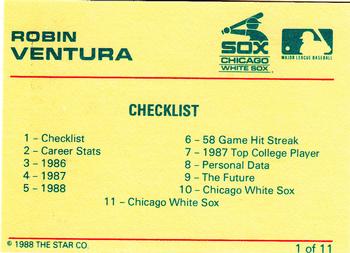 1989 Star Robin Ventura #1 Robin Ventura Back