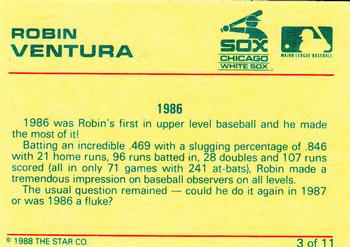 1989 Star Robin Ventura #3 Robin Ventura Back