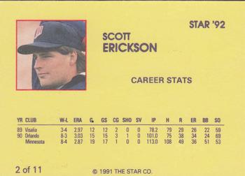1992 Star Scott Erickson #2 Scott Erickson Back