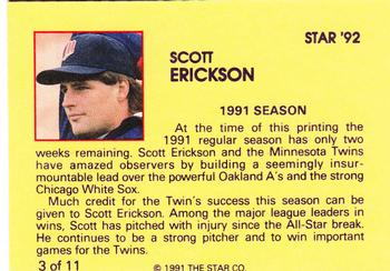 1992 Star Scott Erickson #3 Scott Erickson Back
