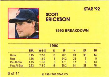 1992 Star Scott Erickson #6 Scott Erickson Back