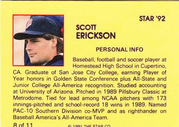 1992 Star Scott Erickson #8 Scott Erickson Back