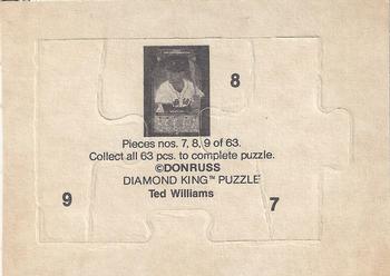 1984 Donruss Action All-Stars - Ted Williams Puzzle #7-9 Ted Williams Back