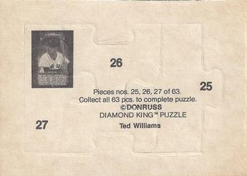 1984 Donruss Action All-Stars - Ted Williams Puzzle #25-27 Ted Williams Back