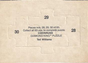 1984 Donruss Action All-Stars - Ted Williams Puzzle #28-30 Ted Williams Back