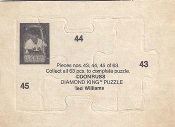1984 Donruss Action All-Stars - Ted Williams Puzzle #43-45 Ted Williams Back