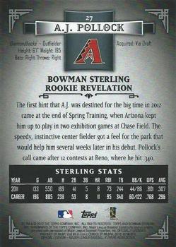 2012 Bowman Sterling - Black Refractors #27 A.J. Pollock Back