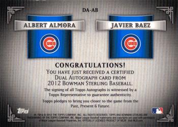 2012 Bowman Sterling - Dual Autographs Refractors #DA-AB Javier Baez / Albert Almora Back