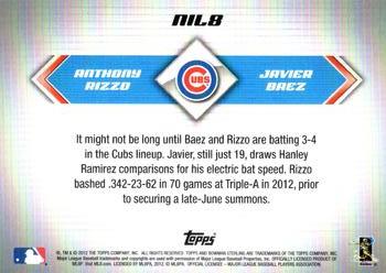 2012 Bowman Sterling - Next In Line #NIL8 Javier Baez / Anthony Rizzo Back