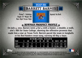 2012 Bowman Sterling - Prospect Autographs #BSAP-BB Barrett Barnes Back