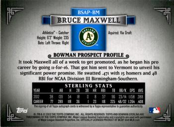 2012 Bowman Sterling - Prospect Autographs #BSAP-BM Bruce Maxwell Back