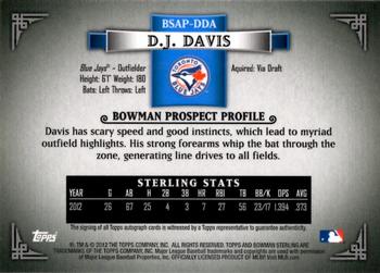2012 Bowman Sterling - Prospect Autographs #BSAP-DDA D.J. Davis Back